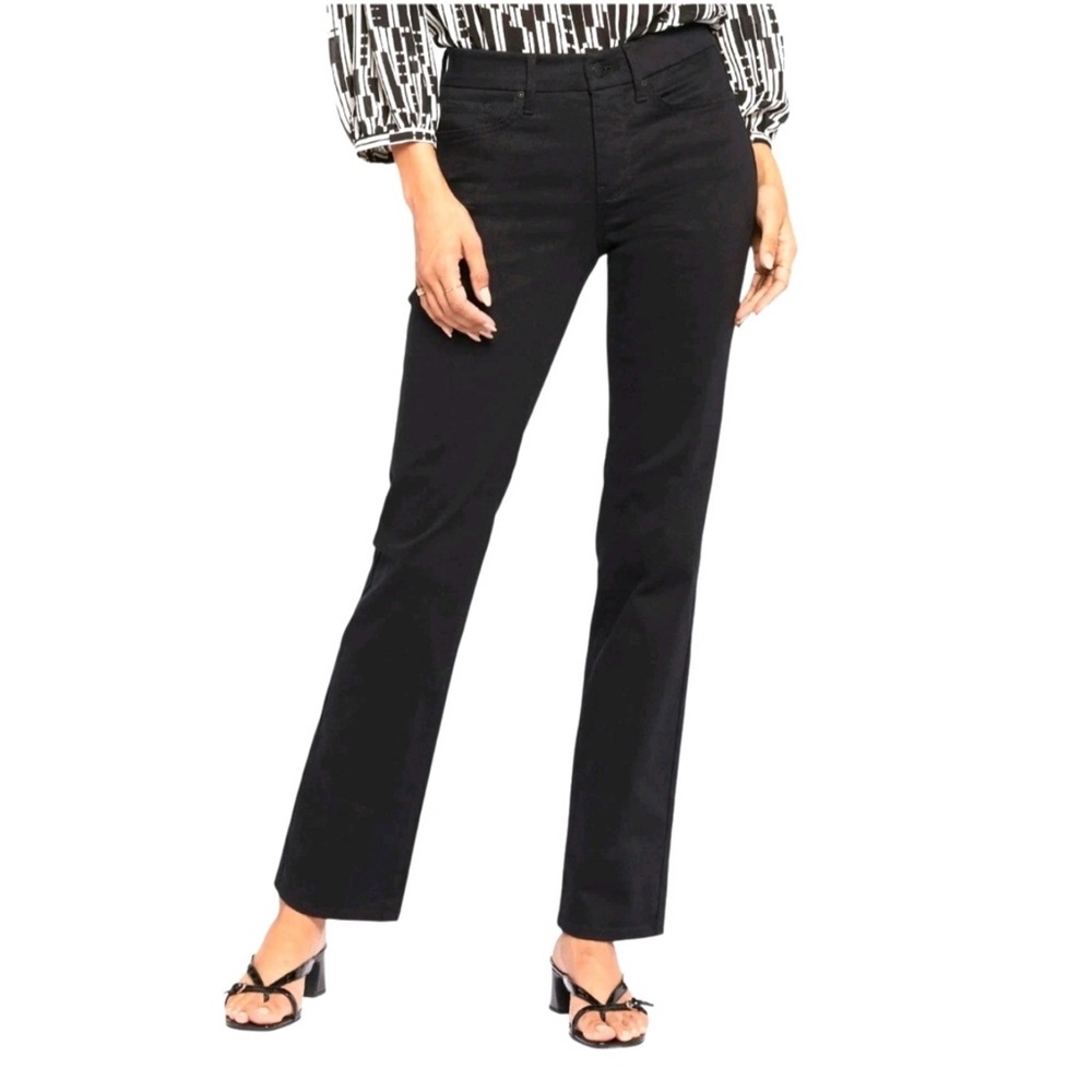NYDJ Women Jeans Size 1X Black Marilyn Straight Waist  Match Elastic Lined Waist